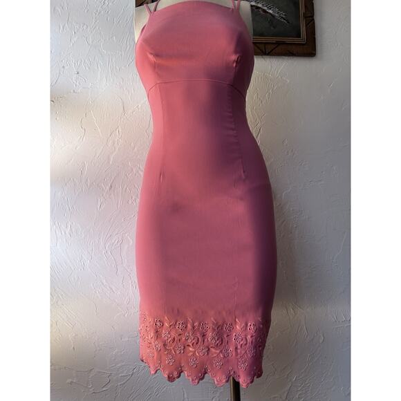 VINTAGE Y2k Rampage Dress Size 3 Pink Straps Eyelets Barbie Summer Bodycon7 - Picture 4 of 15